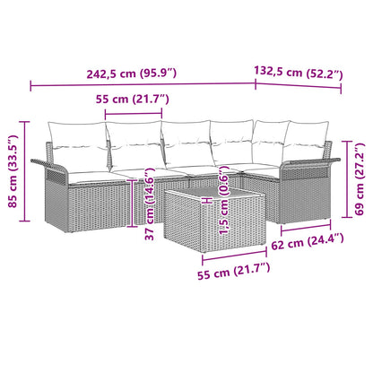 Set Divano da Giardino con cuscino 6 pcs Grigio polyrattan | homemem39
