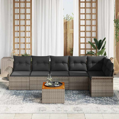 Set Divano da Giardino con cuscino 7 pcs Grigio polyrattan | homemem39