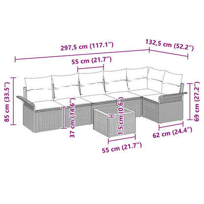 Set Divano da Giardino con cuscino 7 pcs Grigio polyrattan | homemem39