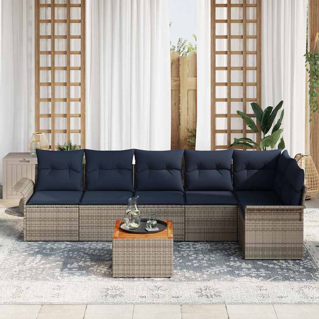 Set Divano da Giardino con cuscino 7 pcs Grigio polyrattan | homemem39
