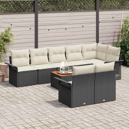Set Divano da Giardino con cuscino 9 pcs Nero polyrattan | homemem39