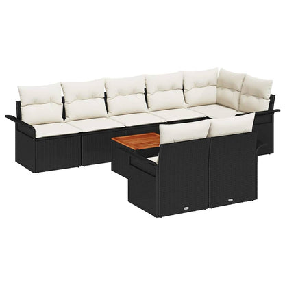 Set Divano da Giardino con cuscino 9 pcs Nero polyrattan | homemem39