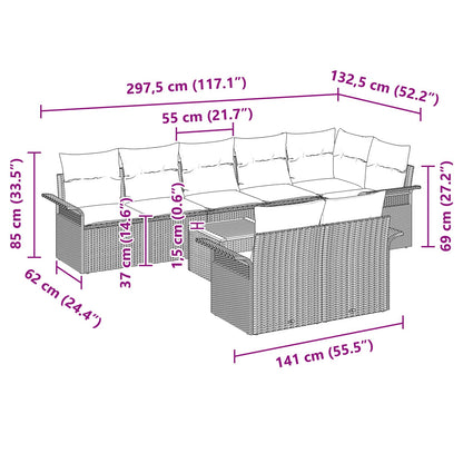 Set Divano da Giardino con cuscino 9 pcs Nero polyrattan | homemem39