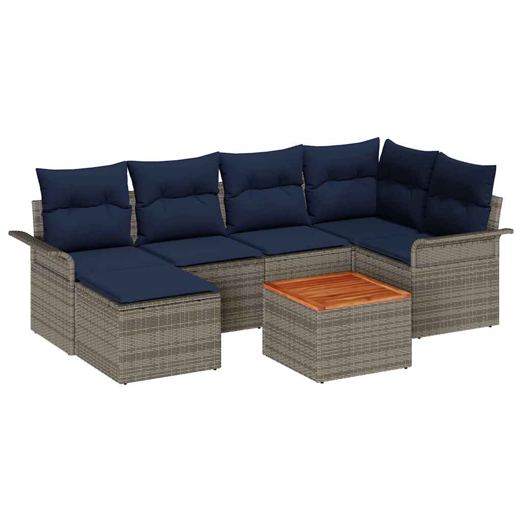 Set Divano da Giardino con cuscino 7 pcs Grigio polyrattan | homemem39