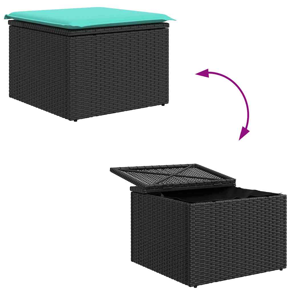 Set Divano da Giardino con cuscino 7 pcs Nero polyrattan | homemem39