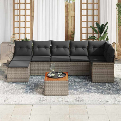 Set Divano da Giardino con cuscino 8 pcs Grigio polyrattan | homemem39