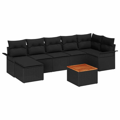 Set Divano da Giardino con cuscino 8 pcs Nero polyrattan | homemem39