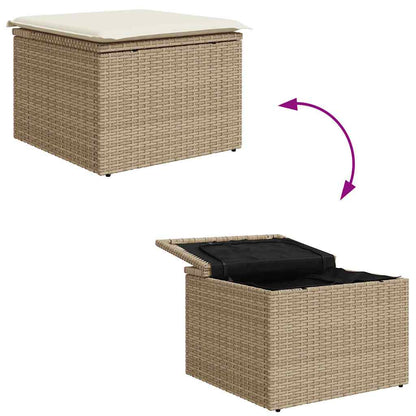 Set Divano da Giardino con cuscino 9 pcs Beige polyrattan | homemem39