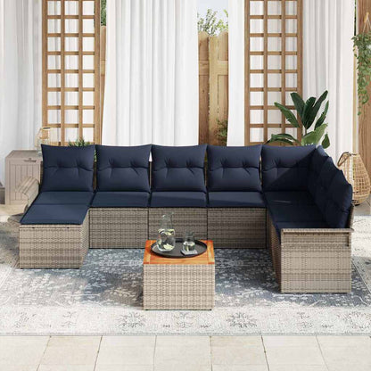 Set Divano da Giardino con cuscino 9 pcs Grigio polyrattan | homemem39