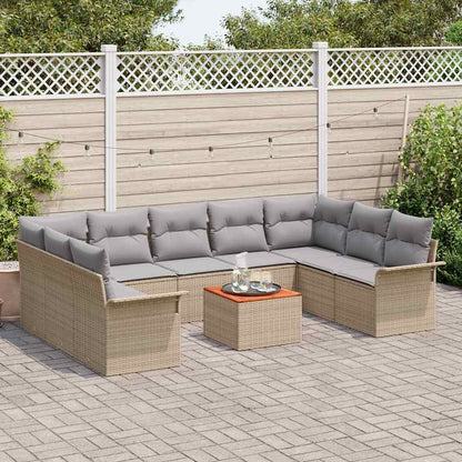Set Divano da Giardino con cuscino 10 pcs Beige polyrattan | homemem39