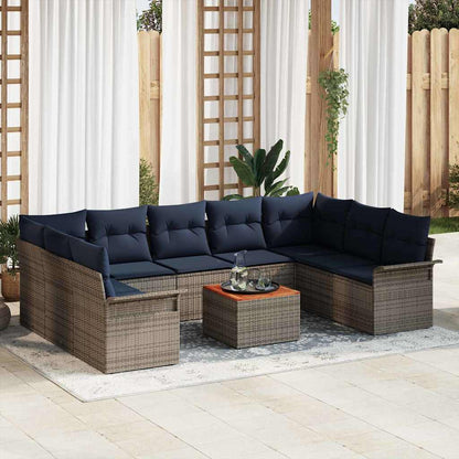 Set Divano da Giardino con cuscino 10 pcs Grigio polyrattan | homemem39