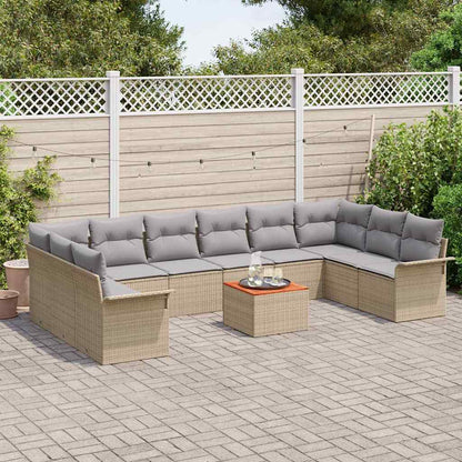 Set Divano da Giardino con cuscino 11 pcs Beige polyrattan | homemem39