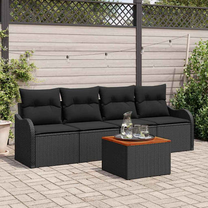 Set Divano da Giardino 5 pz Nero polyrattan | homemem39