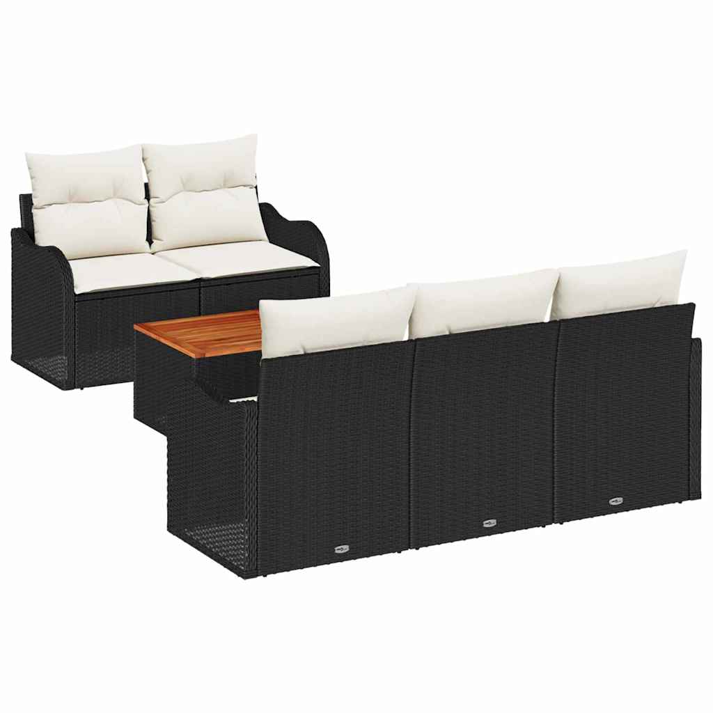 Set Divano da Giardino con cuscino 6 pcs Nero polyrattan | homemem39