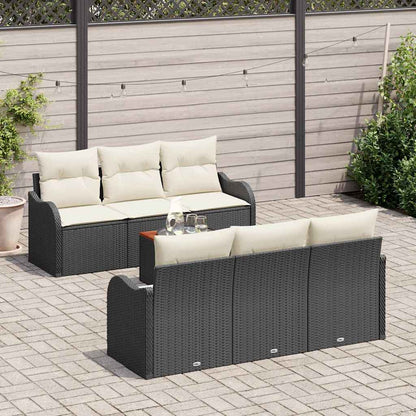 Set Divano da Giardino con cuscino 7 pcs Nero polyrattan | homemem39