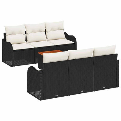 Set Divano da Giardino con cuscino 7 pcs Nero polyrattan | homemem39