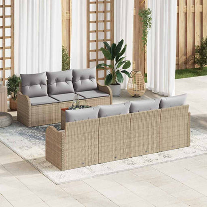 Set Divano da Giardino con cuscino 8 pcs Beige polyrattan | homemem39
