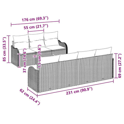 Set Divano da Giardino 8 pz Nero polyrattan | homemem39