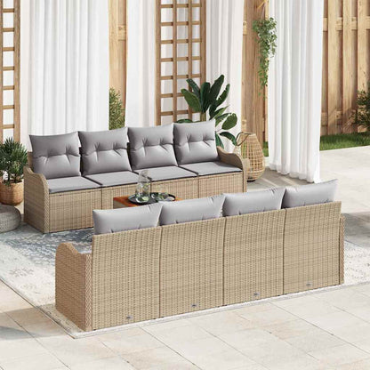 Set Divano da Giardino con cuscino 9 pcs Beige polyrattan | homemem39