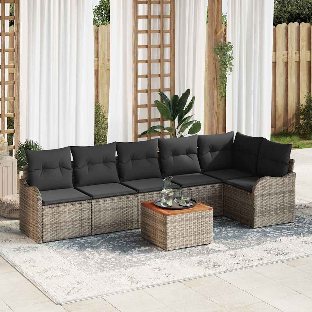 Set Divano da Giardino con cuscino 7 pcs Grigio polyrattan | homemem39