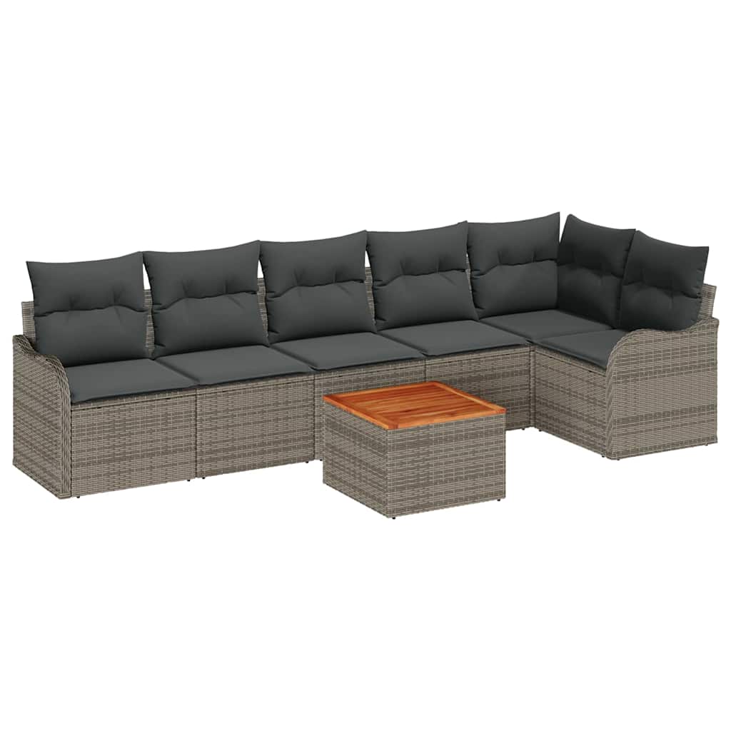 Set Divano da Giardino con cuscino 7 pcs Grigio polyrattan | homemem39