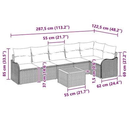 Set Divano da Giardino con cuscino 7 pcs Grigio polyrattan | homemem39
