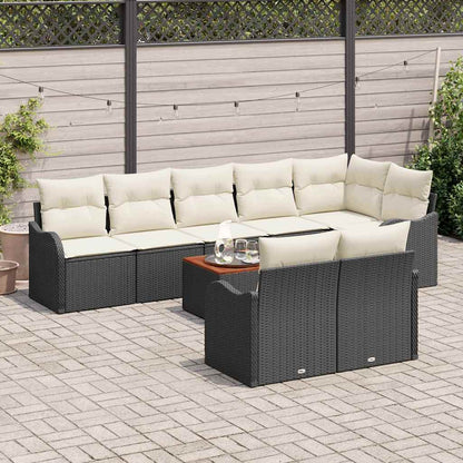 Set Divano da Giardino con cuscino 9 pcs Nero polyrattan | homemem39