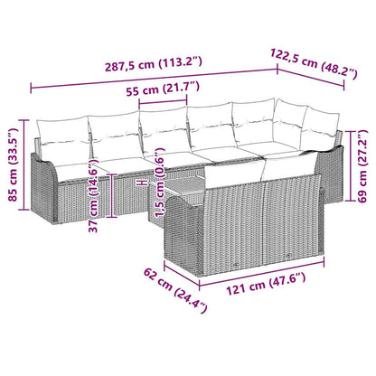 Set Divano da Giardino con cuscino 9 pcs Beige polyrattan | homemem39