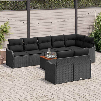 Set Divano da Giardino con cuscino 9 pcs Nero polyrattan | homemem39