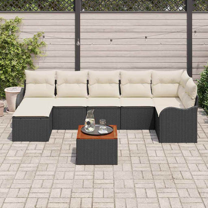 Set Divano da Giardino con cuscino 8 pcs Nero polyrattan | homemem39