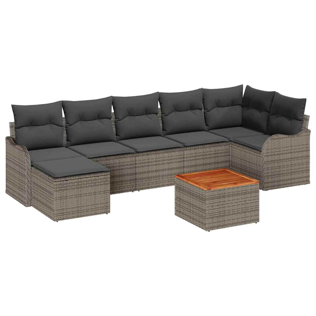 Set Divano da Giardino con cuscino 8 pcs Grigio polyrattan | homemem39