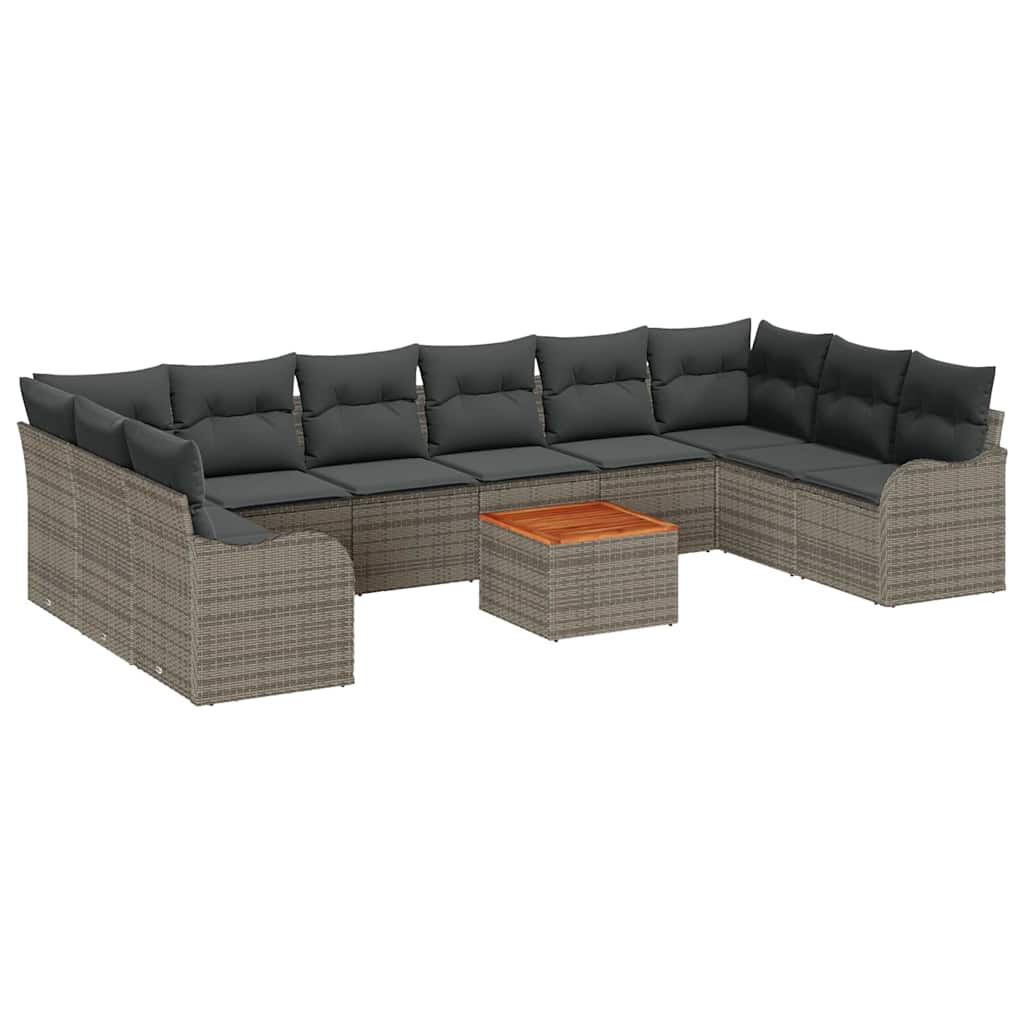 Set Divano da Giardino con cuscino 10 pcs Grigio polyrattan | homemem39