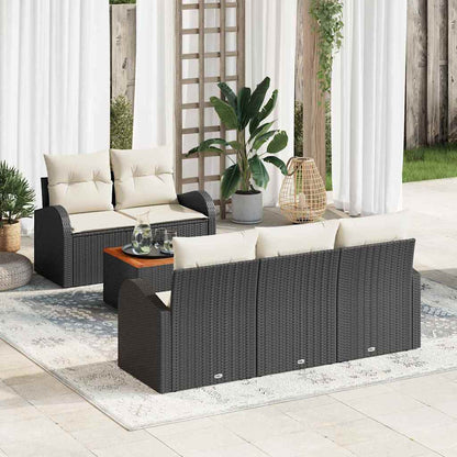 Set Divano da Giardino 6 pz Nero polyrattan