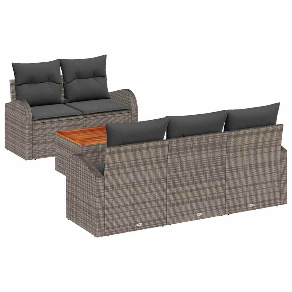 Set Divano da Giardino con cuscino 6 pcs Grigio polyrattan | homemem39