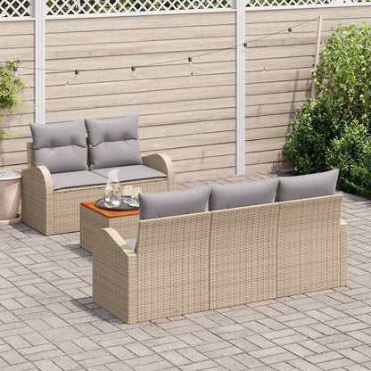 Set Divano da Giardino con cuscino 6 pcs Beige polyrattan | homemem39