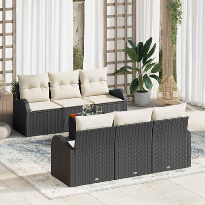Set Divano da Giardino con cuscino 7 pcs Nero polyrattan | homemem39