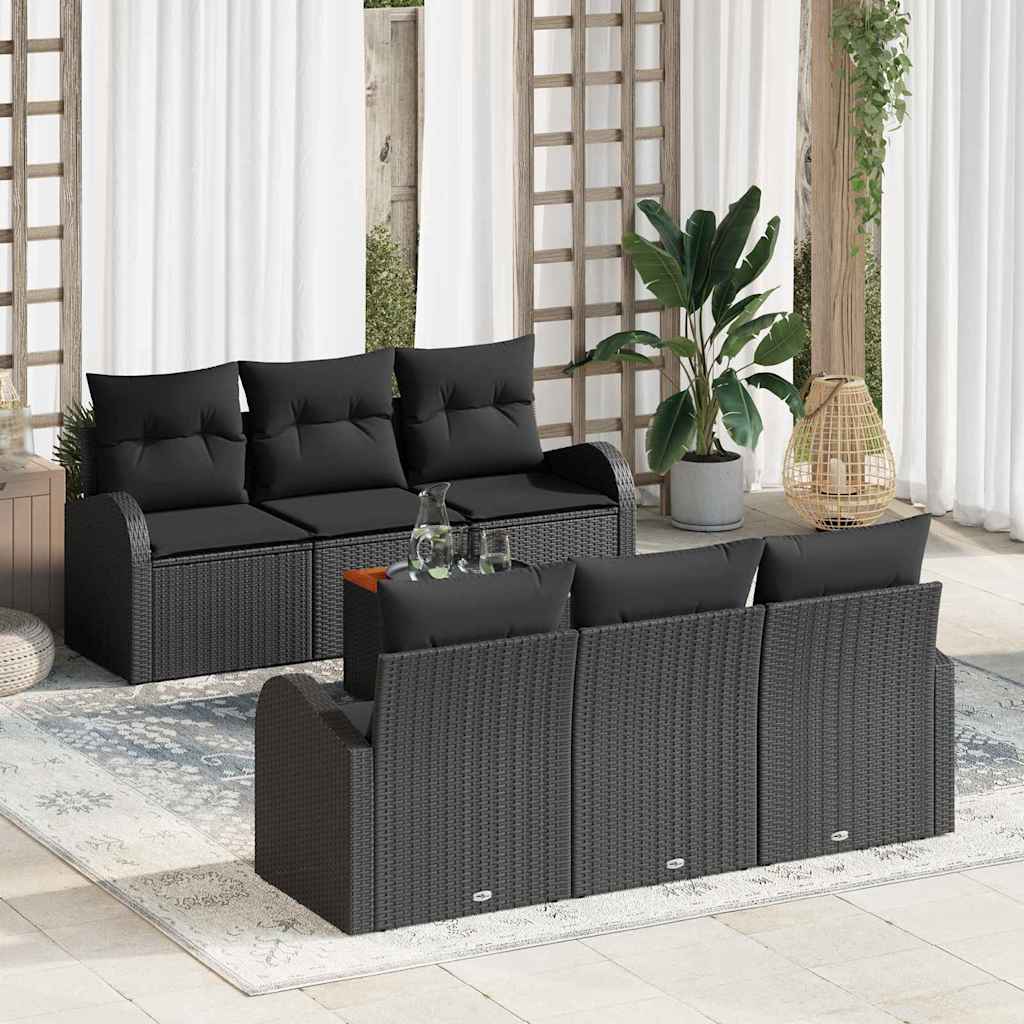 Set Divano da Giardino 7 pz Nero polyrattan | homemem39