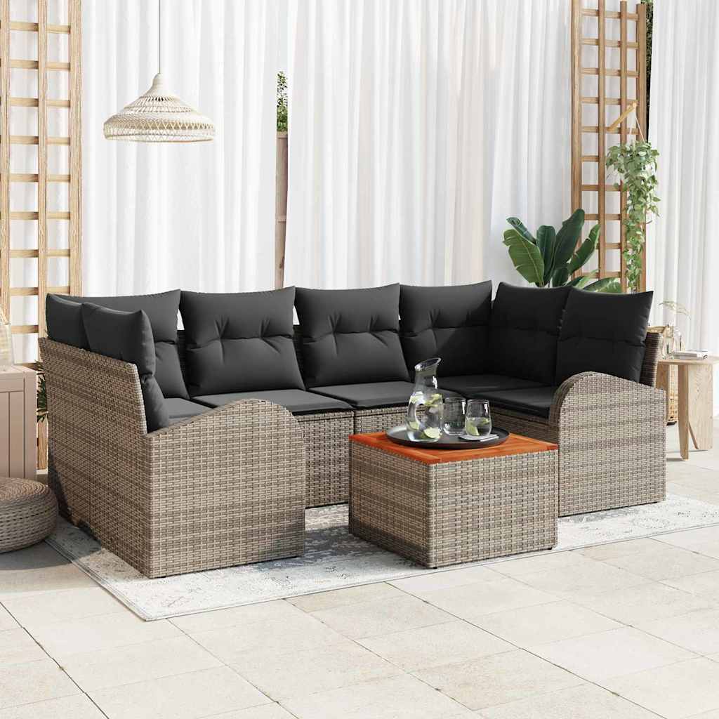 Set Divano da Giardino con cuscino 7 pcs Grigio polyrattan | homemem39