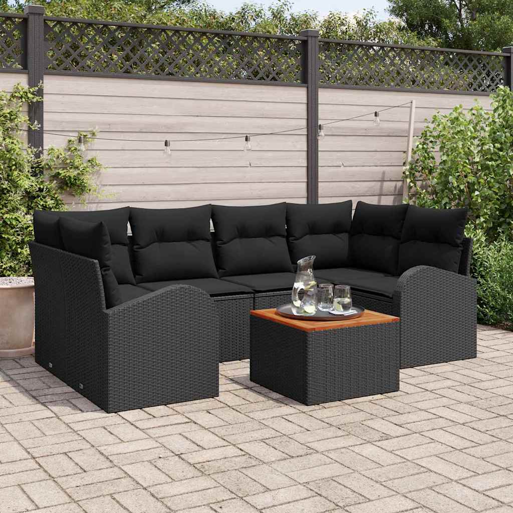 Set Divano da Giardino 7 pz Nero polyrattan | homemem39