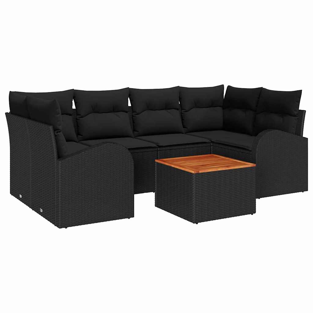 Set Divano da Giardino 7 pz Nero polyrattan | homemem39