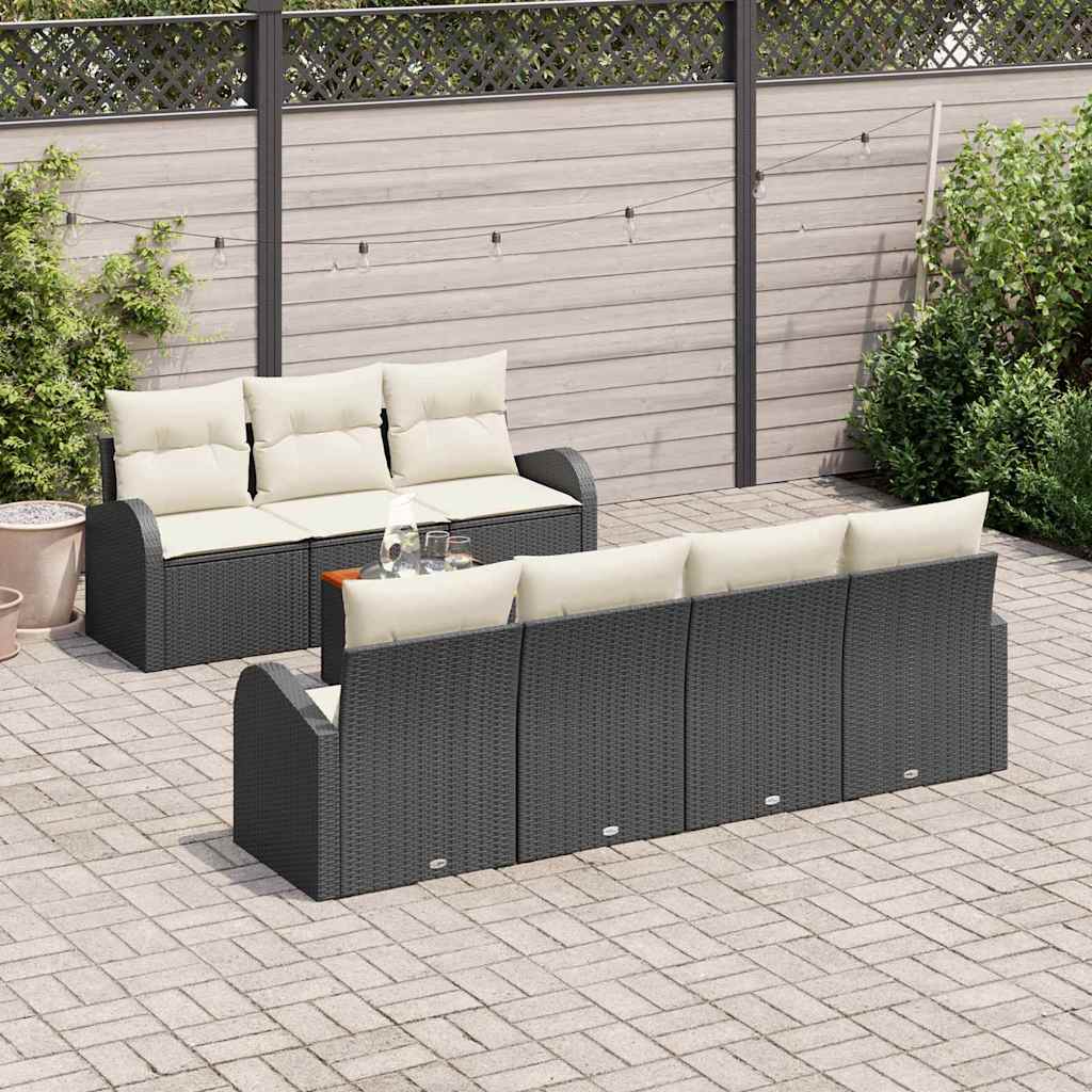 Set Divano da Giardino con cuscino 8 pcs Nero polyrattan | homemem39