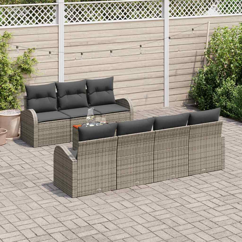 Set Divano da Giardino con cuscino 8 pcs Grigio polyrattan | homemem39