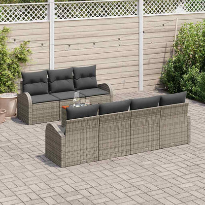 Set Divano da Giardino con cuscino 8 pcs Grigio polyrattan | homemem39
