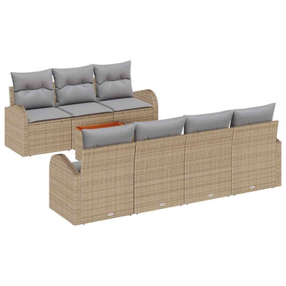 Set Divano da Giardino con cuscino 8 pcs Beige polyrattan | homemem39
