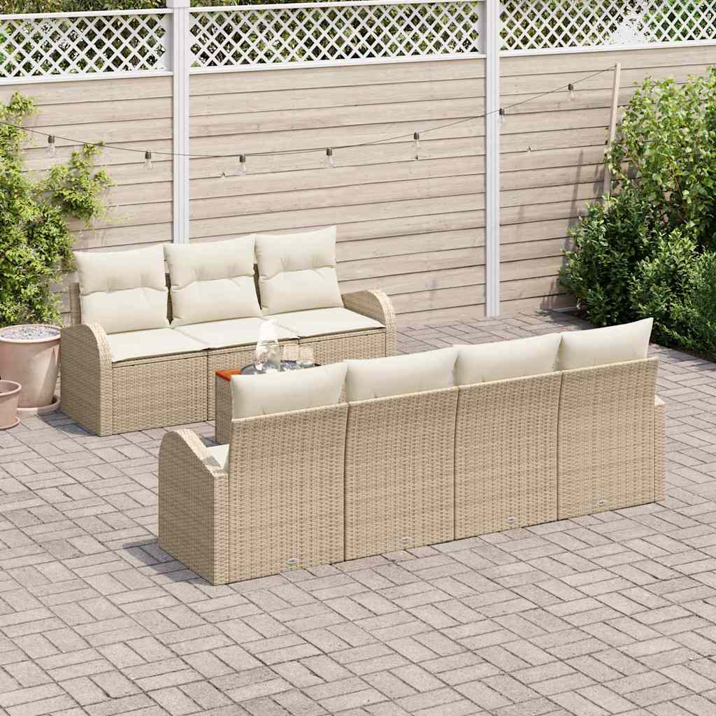 Set Divano da Giardino con cuscino 8 pcs Beige polyrattan