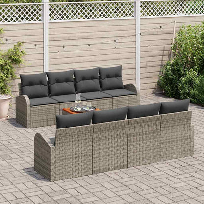 Set Divano da Giardino con cuscino 9 pcs Grigio polyrattan | homemem39