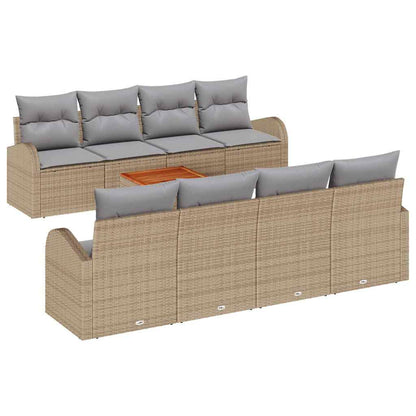 Set Divano da Giardino con cuscino 9 pcs Beige polyrattan | homemem39