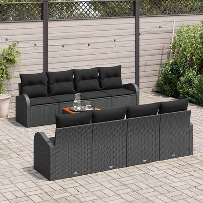 Set Divano da Giardino con cuscino 9 pcs Nero polyrattan | homemem39