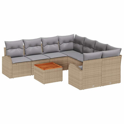 Set Divano da Giardino con cuscino 9 pcs Beige polyrattan | homemem39