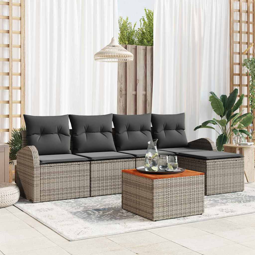 Set Divano da Giardino con cuscino 6 pcs Grigio polyrattan | homemem39